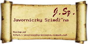 Javorniczky Szimóna névjegykártya